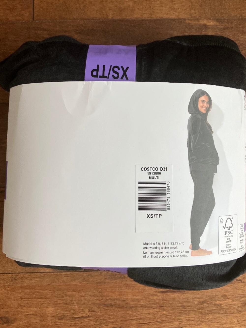 2PC VELOUR HOODIE & JOGGER LOUNGE SET - XS- BLACK - Picture 3 of 3